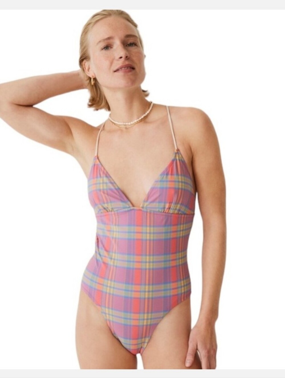 Kids Pink Plaid One-Piece Swimsuit